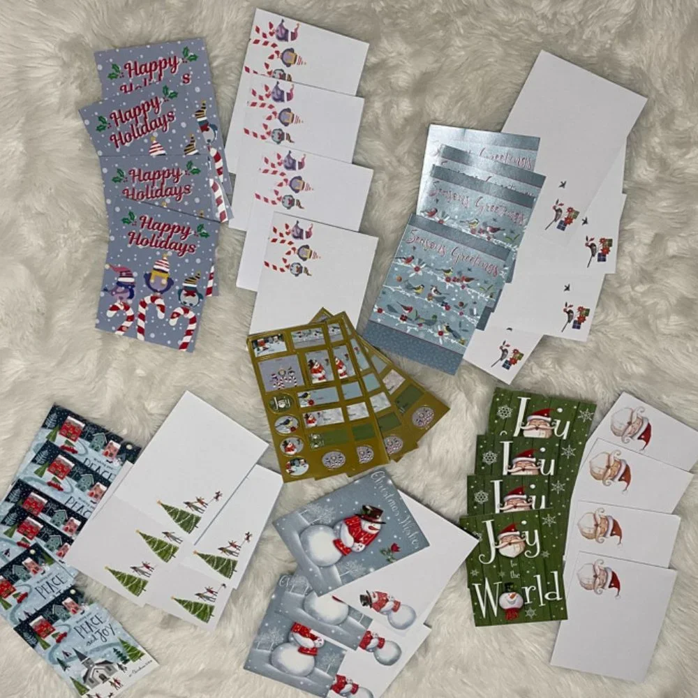20 Holiday cards bundle (w/ designed envelopes& Matching seal & to from stickers